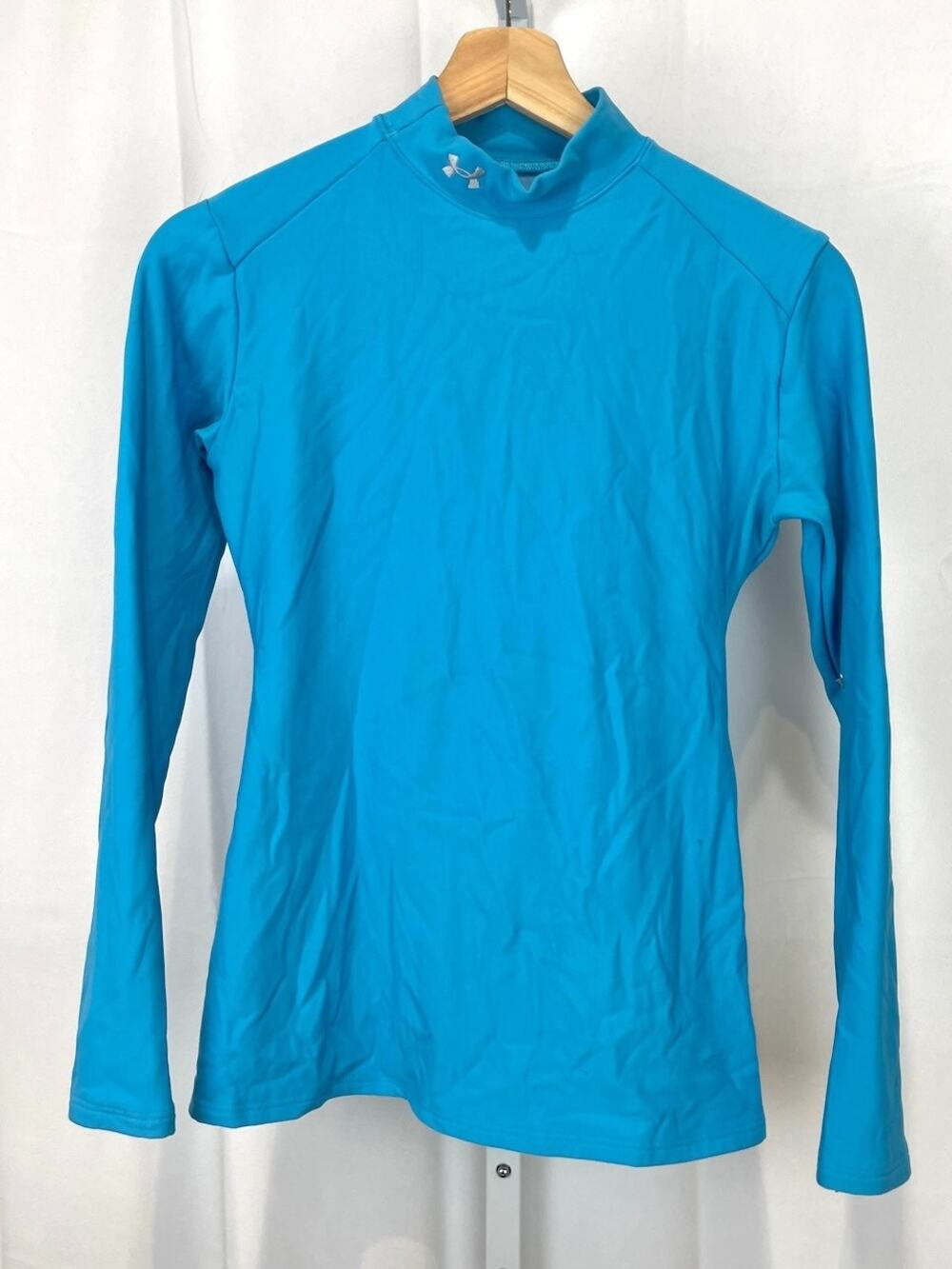UNDER ARMOUR Womens ColdGear Compression Mock Long Sleeve Top Stretch Blue M